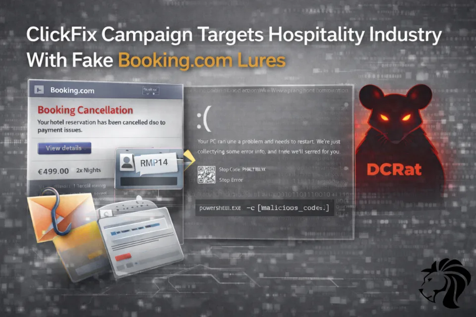 Kampania ClickFix PHALT#BLYX uderza w branżę hotelarską za pomocą fałszywych wiadomości od Booking.com