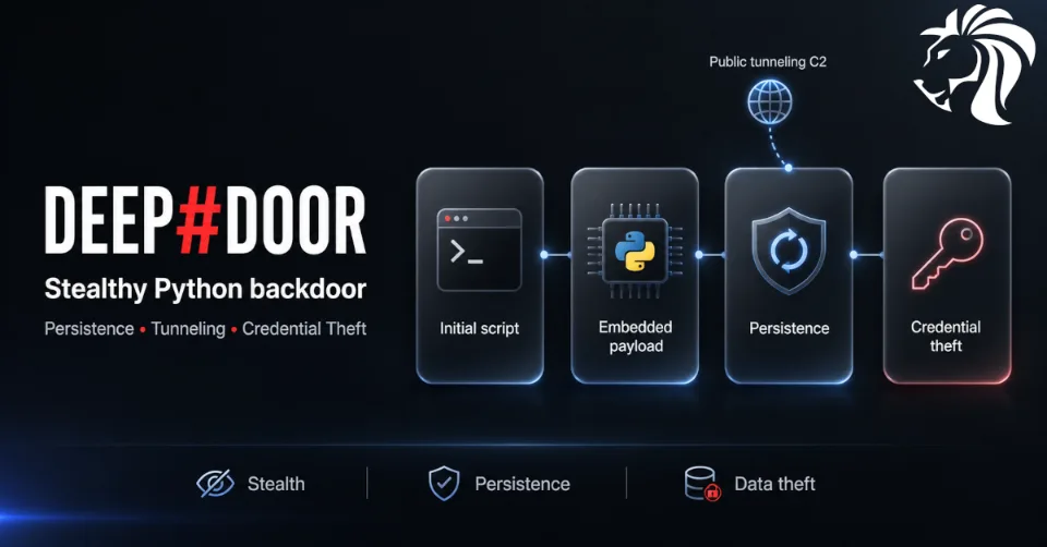DEEP#DOOR: Stealthy Python Backdoor Uses Tunneling, Persistence, and Credential Theft