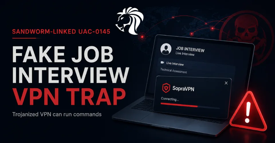 Sandworm-Linked UAC-0145 Uses Fake Job Interviews to Push Trojanized VPN Malware
