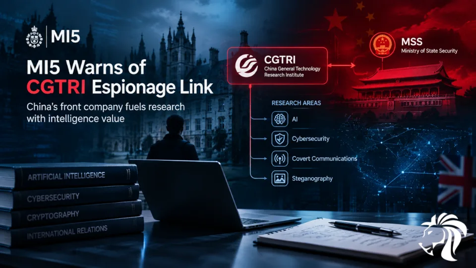 MI5 Warns of CGTRI Front Linked to Chinese Intelligence