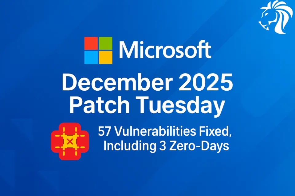 Microsoft December 2025 Patch Tuesday: 57 Vulnerabilities Fixed, Including 3 Zero-Days (1 Actively Exploited)